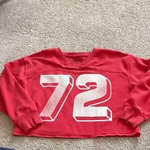 SO Red Cropped Sweatshirt with White '72' Graphic